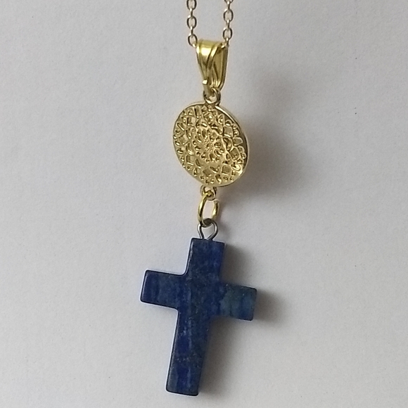 LAPIS LAZULI CROSS - Religious gemstone jewelry